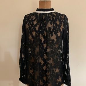 Comme Toi Black Lace Blouse